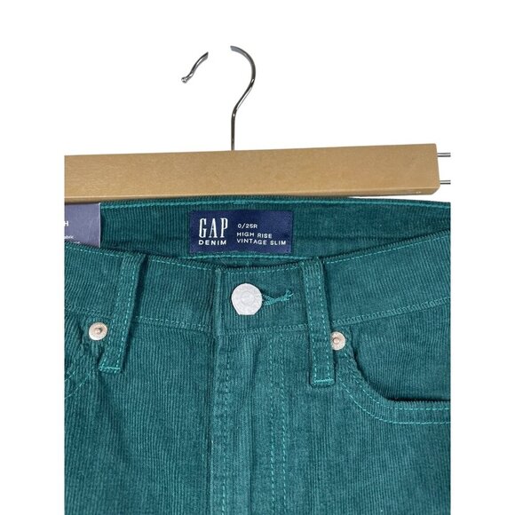 Gap Corduroy Vintage High Rise Slim Green 0/25 - Picture 5 of 11